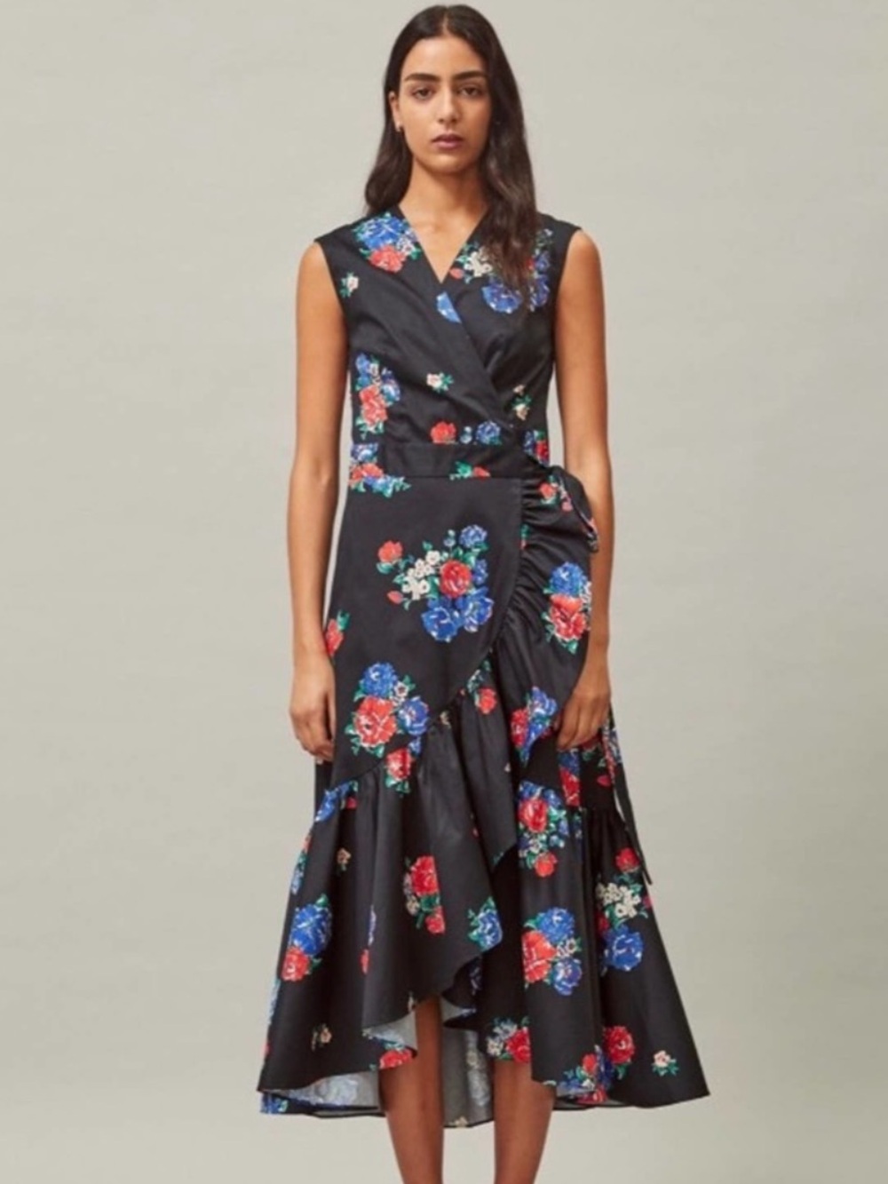Tory Burch floral print midi wrap dress Sz M